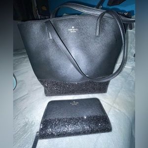 Kate Spade Glitter Large Tote and Matching Wallet